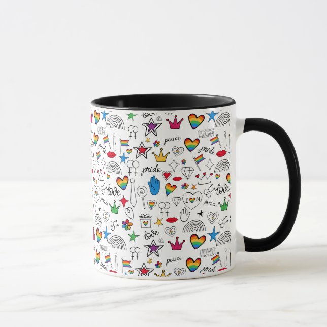 Gay Pride Doodle Pattern Mug (Right)
