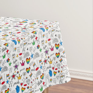 Gay Pride Doodle Pattern Tablecloth