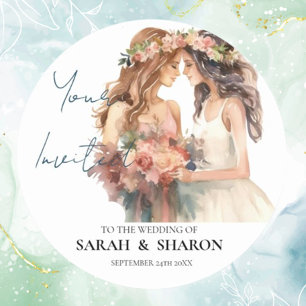 Gay Pride Elegant Blush Wedding Classic Round Sticker