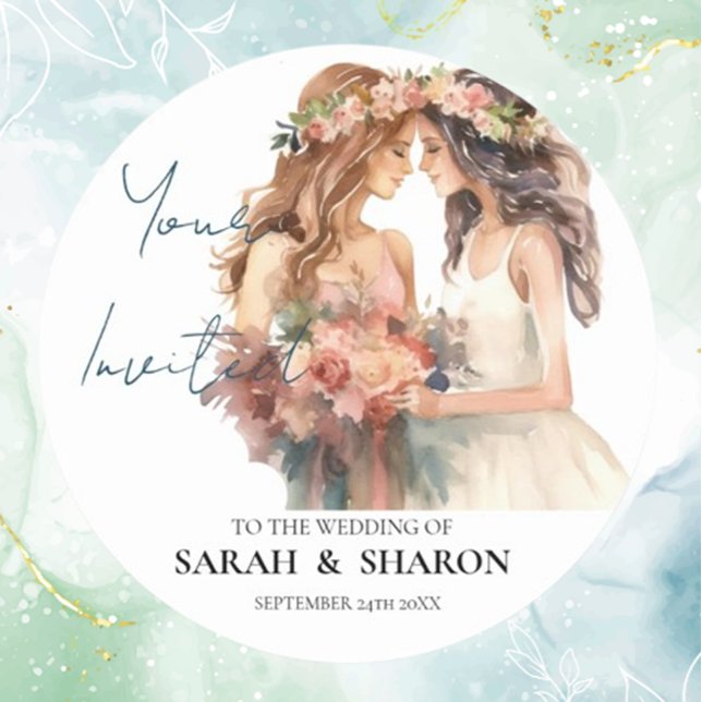 Gay Pride Elegant Blush Wedding Classic Round Sticker (Celebrate love with our Gay Pride Elegant Blush Wedding Classic Round Sticker )