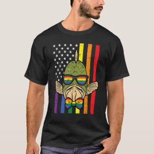 Gay Pride Fish US Rainbow Flag Lgbt Patriotic Men T-Shirt