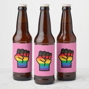 Gay Pride Fist Beer Bottle Label