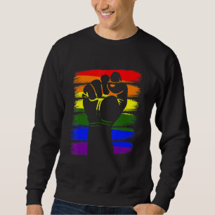 Gay Pride Fist Lgbt Q Cool Rainbow Flag Colour All Sweatshirt