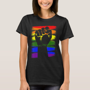 Gay Pride Fist Lgbt Q Cool Rainbow Flag Colour All T-Shirt