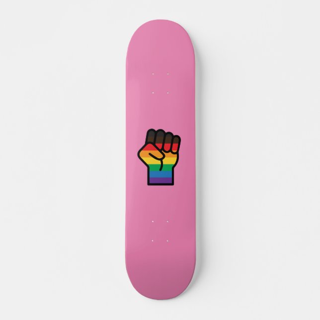 Gay Pride Fist Skateboard (Front)