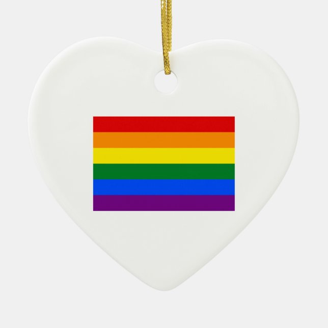 Gay Pride Flag Ceramic Ornament (Front)