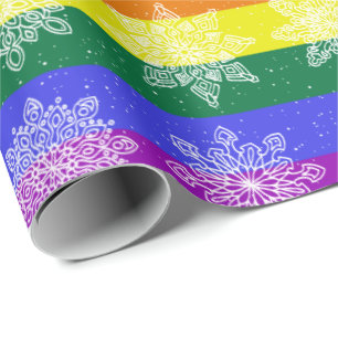 Gay Pride Flag Christmas Snoflake Pattern Wrapping Paper