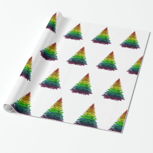 Gay Pride Flag Christmas Tree Pattern Wrapping Paper
