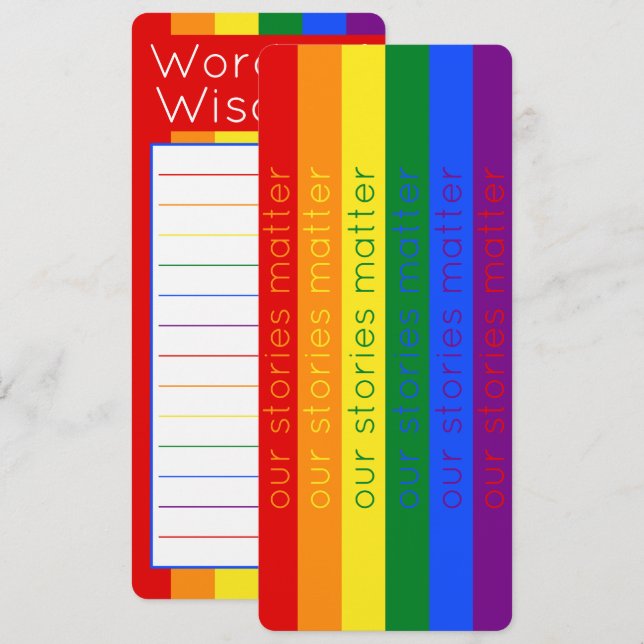 Gay Pride Flag LGBT Rainbow Bookmark (Front/Back)