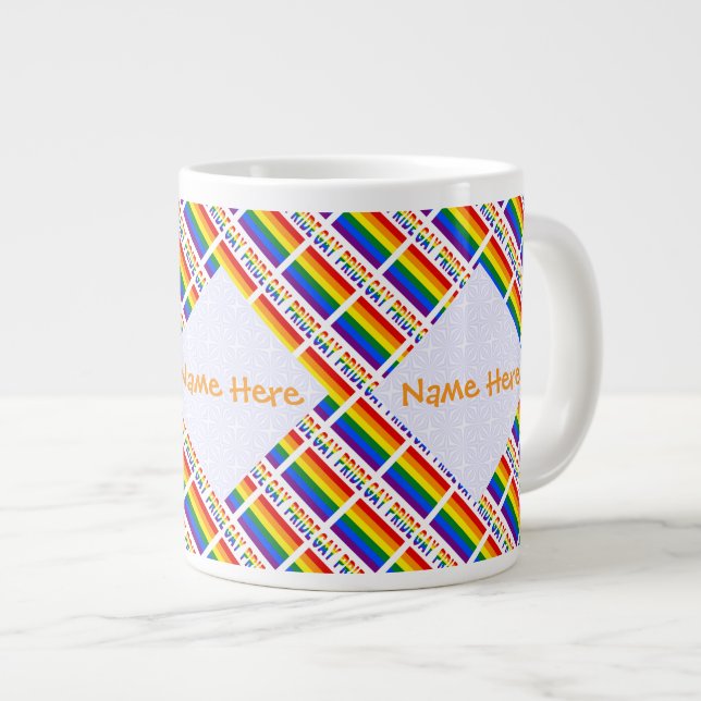 Gay Pride Flag LGBTQ Tiled  Large Coffee Mug (Front Right)