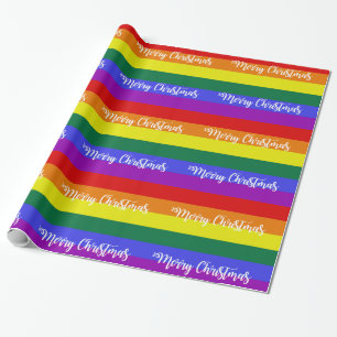 Gay Pride Flag Merry Christmas Pattern Wrapping Paper