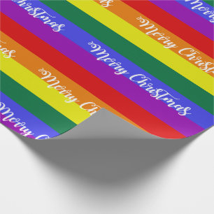 Gay Pride Flag Merry Christmas Pattern Wrapping Paper