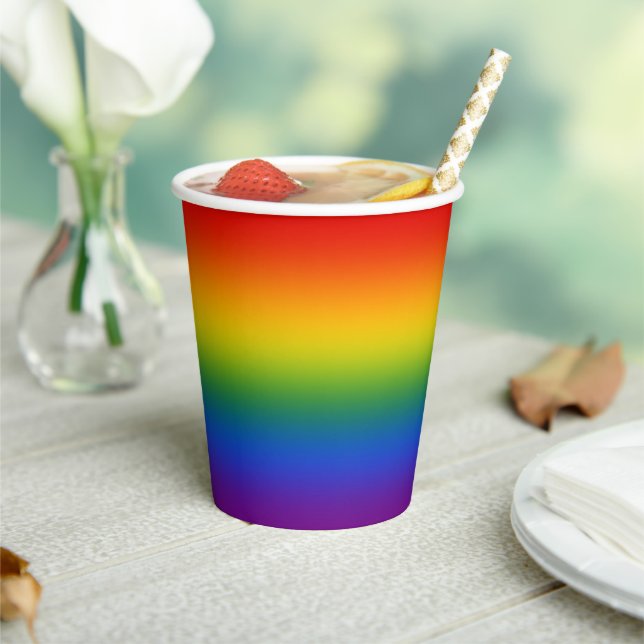 Gay Pride Flag Paper Cups (Insitu)
