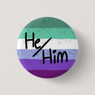Gay pride flag pronouns pin he/him
