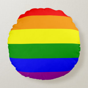 Gay Pride Flag Round Pillow
