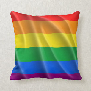 GAY PRIDE FLAG WAVY DESIGN THROW PILLOW