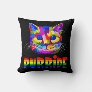Gay Pride  for Women Men LGBT Daddy Cat Gift Purri Throw Pillow