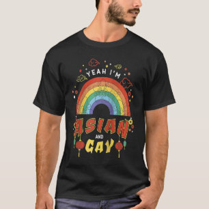 Gay Pride Gaysian LGBT Rainbow Colors Asian Vintag T-Shirt