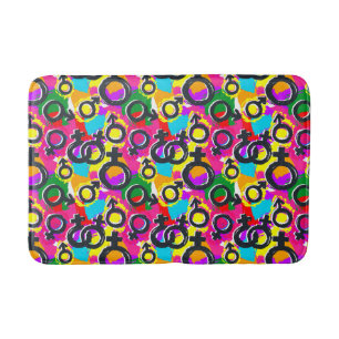 Gay Pride Gender Neon Pattern Bath Mat