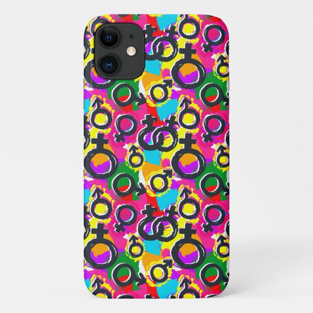 Gay Pride Gender Neon Pattern Case-Mate iPhone Case (Back)