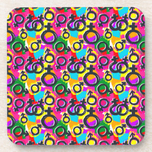 Gay Pride Gender Neon Pattern Coaster