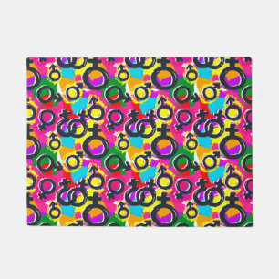 Gay Pride Gender Neon Pattern Doormat