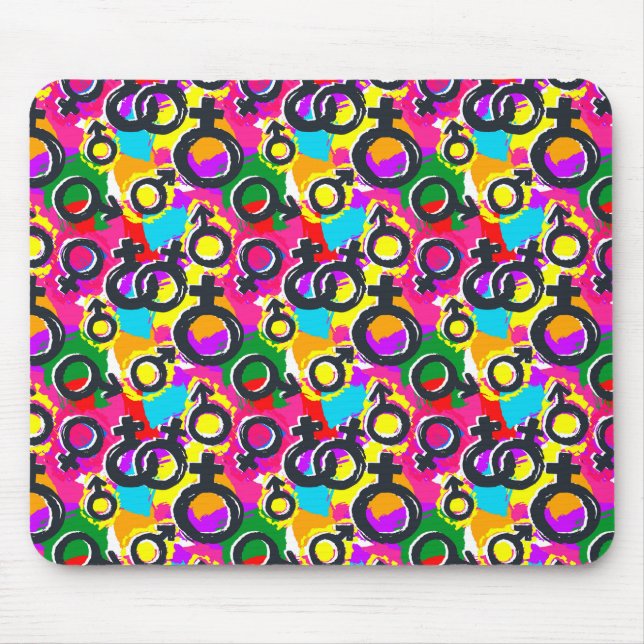 Gay Pride Gender Neon Pattern Mouse Pad (Front)