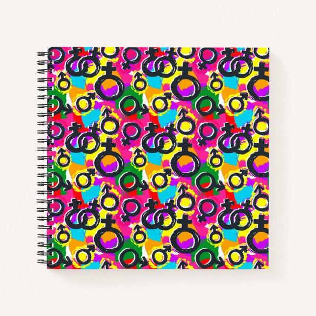 Gay Pride Gender Neon Pattern Notebook (Front)