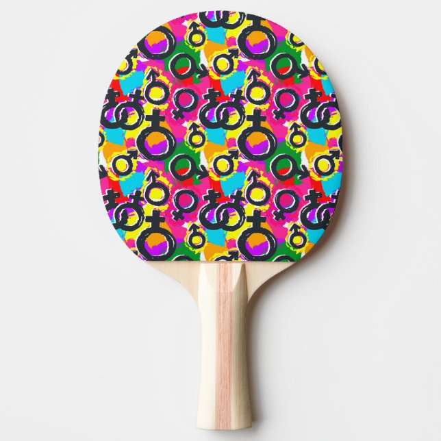 Gay Pride Gender Neon Pattern Ping Pong Paddle (Front)