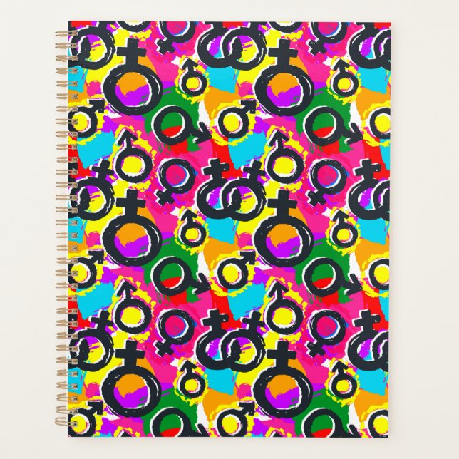 Gay Pride Gender Neon Pattern Planner (Front)