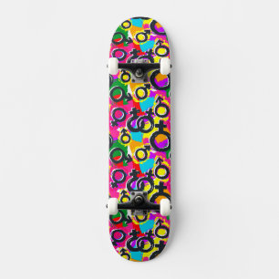 Gay Pride Gender Neon Pattern Skateboard