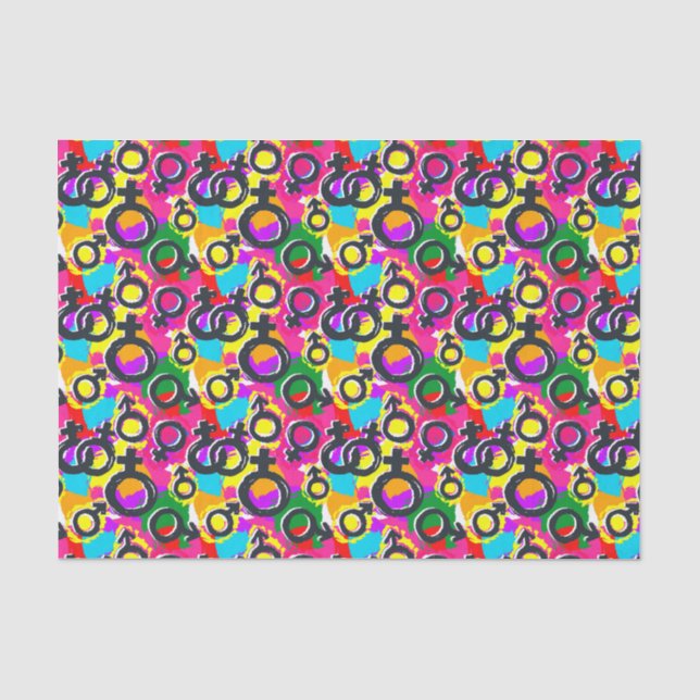 Gay Pride Gender Neon Pattern Tissue Paper (Front)