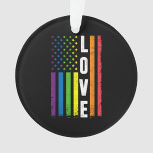 Gay Pride Gifts Men Women LGBT Rainbow Flag Gay Lo Ornament