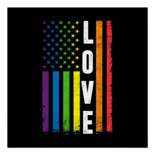 Gay Pride Gifts Men Women LGBT Rainbow Flag Gay Lo Poster