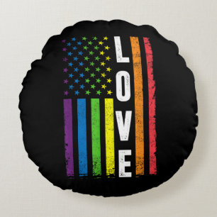 Gay Pride Gifts Men Women LGBT Rainbow Flag Gay Lo Round Pillow