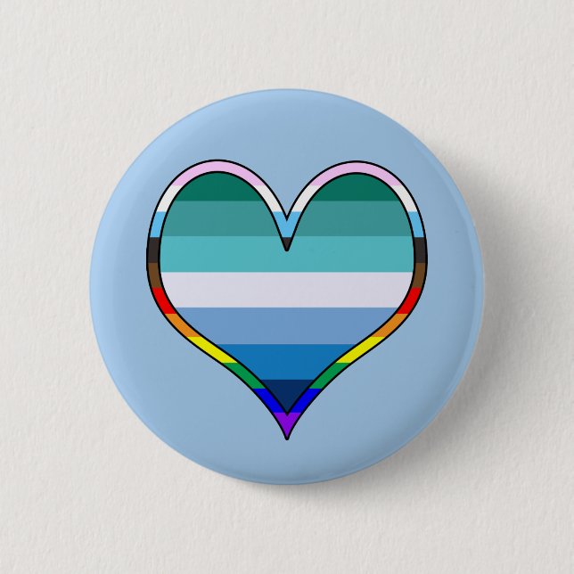 Gay Pride Heart 2 Inch Round Button (Front)