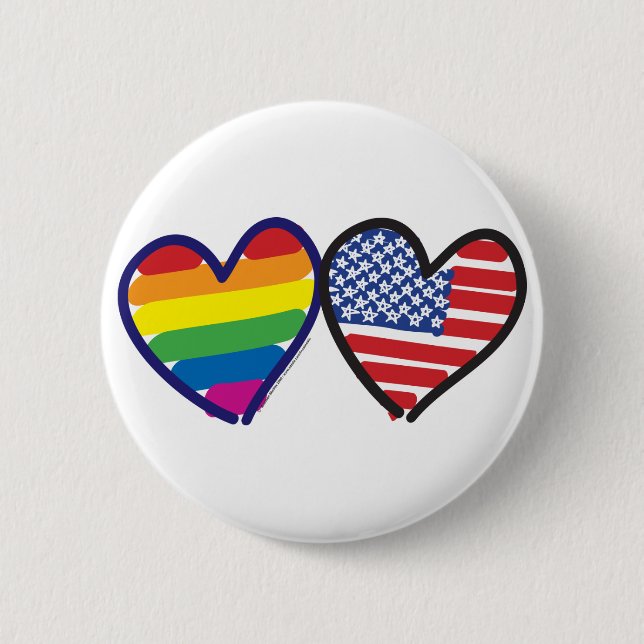 GAY-PRIDE-HEART-AND-FLAG 2 INCH ROUND BUTTON (Front)