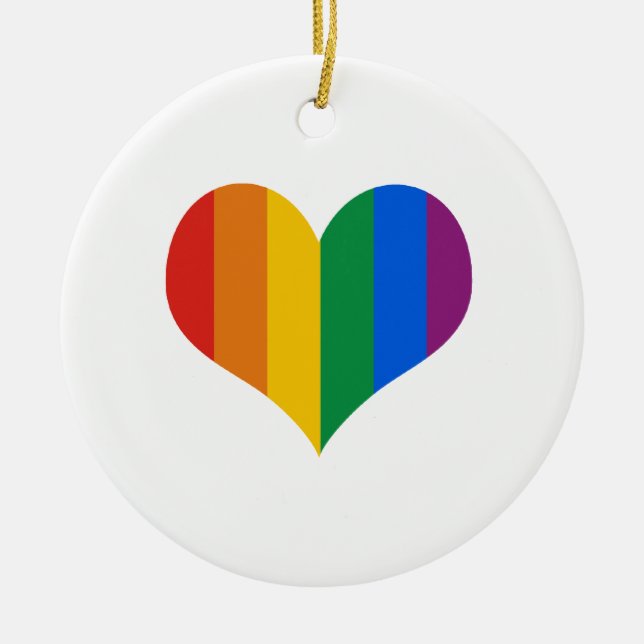 Gay Pride Heart Ceramic Ornament (Front)
