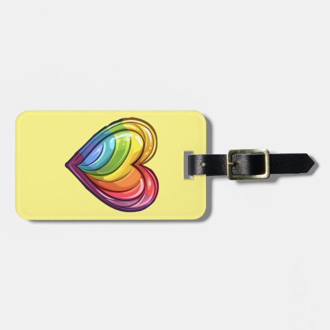Gay pride heart design luggage tag (Front Horizontal)