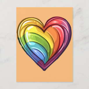 Gay pride heart design postcard