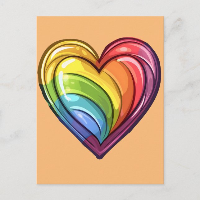 Gay pride heart design postcard (Front)