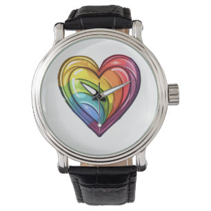 Gay pride heart design watch