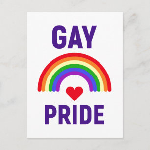 Gay Pride Heart & Rainbow Postcard