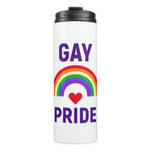 Gay Pride Heart & Rainbow Thermal Tumbler