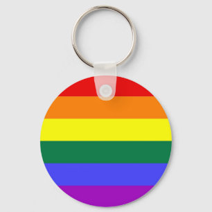 Gay Pride Horizontal Bar Rainbow Flag Keychain