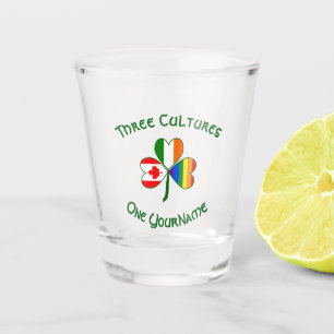 Gay Pride Irish Canadian Flag Shamrock Personalize Shot Glass