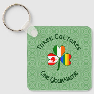 Gay Pride Irish Canadian Flags Shamrock Your Name Keychain