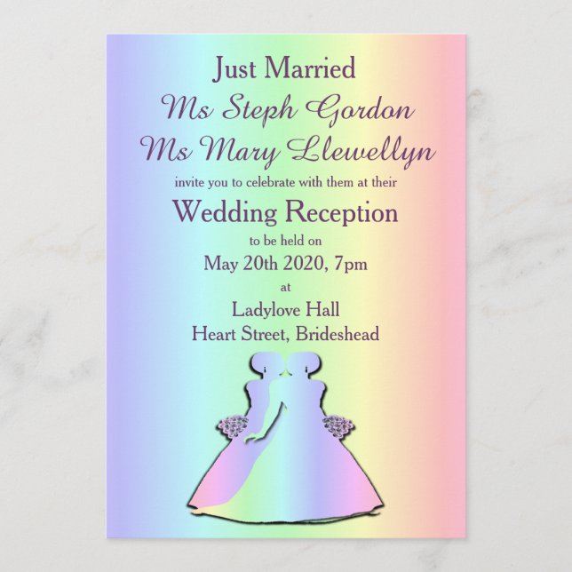 Gay Pride Lesbian Wedding Reception Invitation (Front)