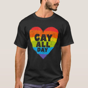 Gay Pride Lgbt Bisexual Boys Men Gay All Day T-Shirt