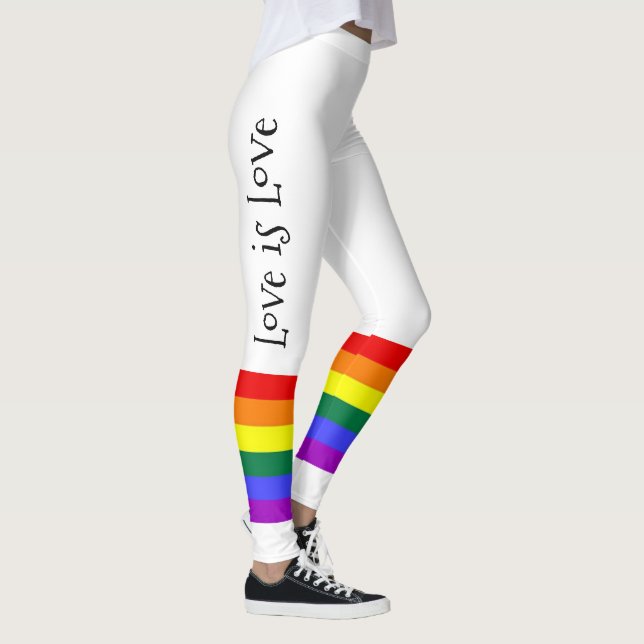 Gay Pride LGBT Colourful Rainbow Love is Love Leggings (Right)